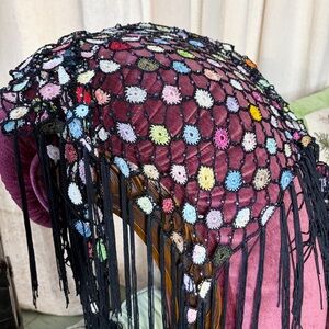 90s Crochet Beaded Shawl